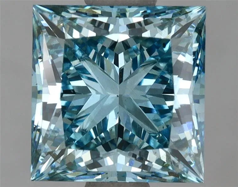 2.50ct Princess Lab Grown Diamond (Colour Fancy Vivid Blue, Clarity SI1, IGI Certified)