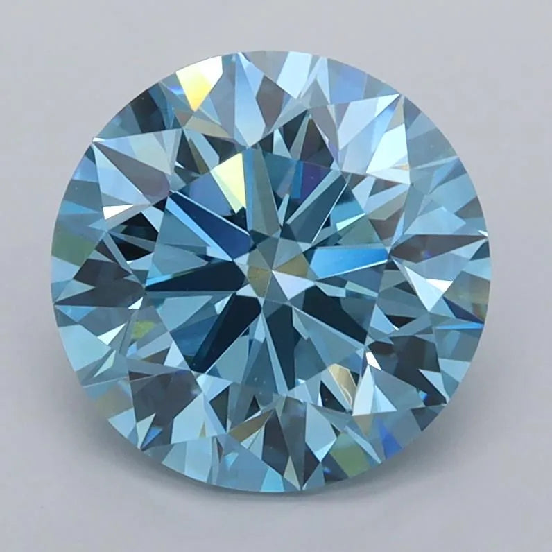 2.50ct Round Lab Grown Diamond (Colour Fancy Vivid Blue, Clarity VVS2, Cut EX, IGI Certified)