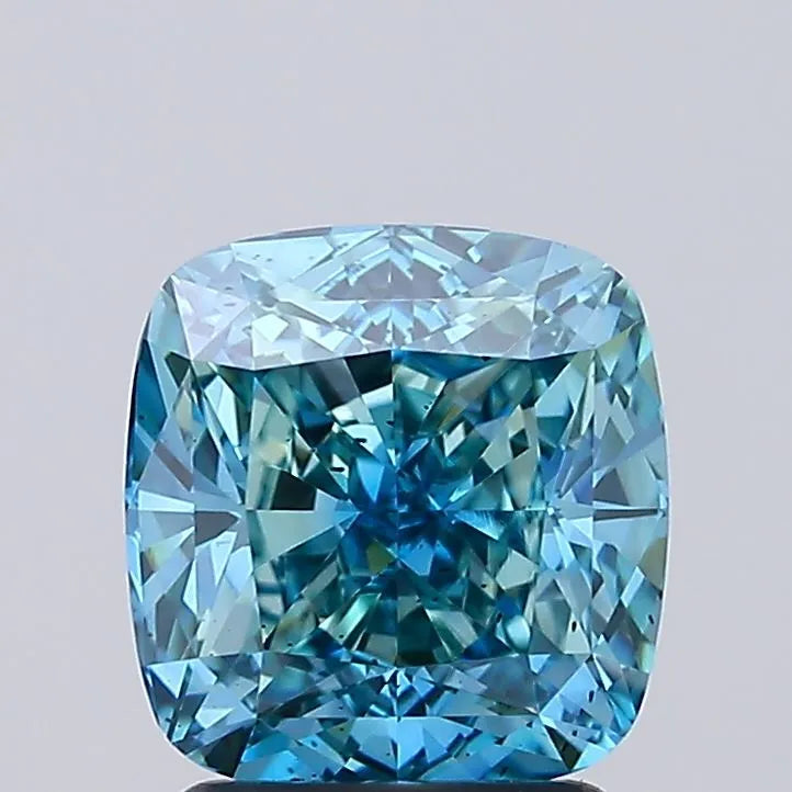 2.51ct Cushion modified Lab Grown Diamond (Colour Fancy Vivid Green Blue, Clarity SI1, IGI Certified)