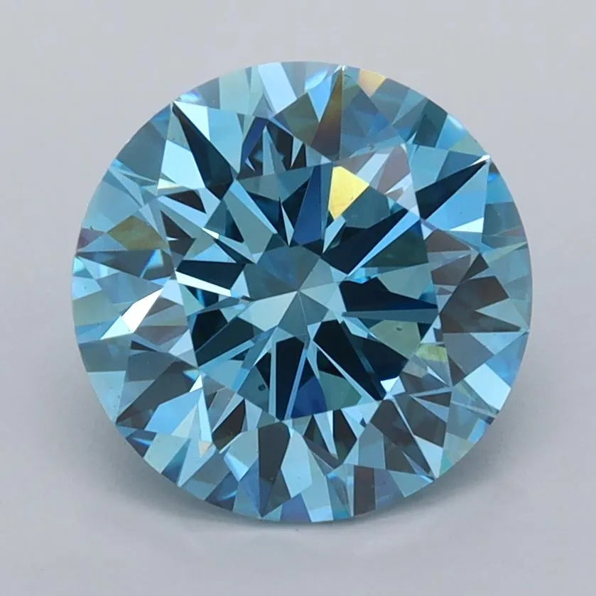 2.51ct Round Lab Grown Diamond (Colour Fancy Vivid Blue, Clarity VVS2, Cut ID, IGI Certified)