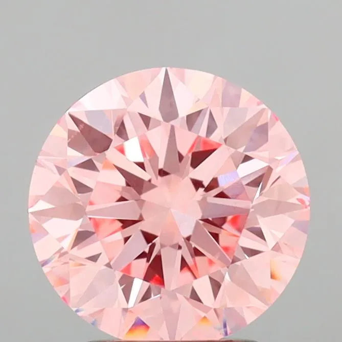 2.52ct Round Lab Grown Diamond (Colour Fancy Vivid Pink, Clarity VS2, Cut EX, IGI Certified)