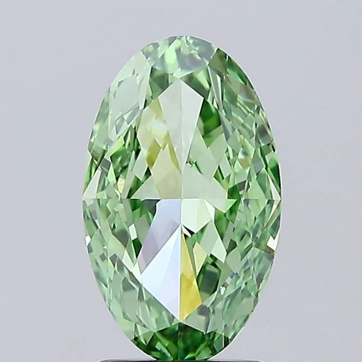 2.53ct Oval Lab Grown Diamond (Colour Fancy Vivid Green, Clarity VVS1, IGI Certified)
