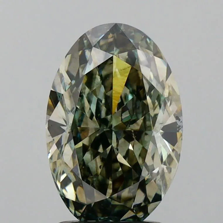 2.54ct Oval Lab Grown Diamond (Colour Fancy Intense Green, Clarity SI1, IGI Certified)