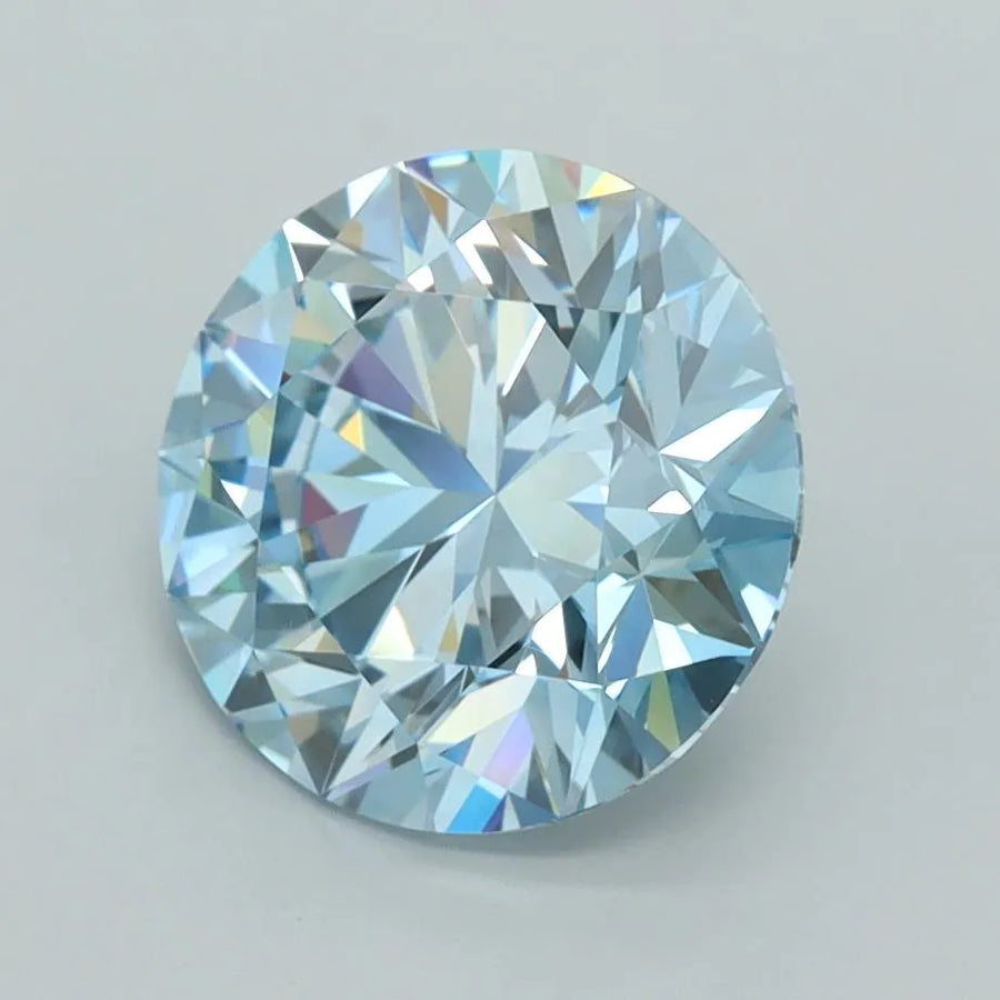 2.54ct Round Lab Grown Diamond (Colour Fancy Vivid Blue, Clarity VVS2, Cut ID, IGI Certified)