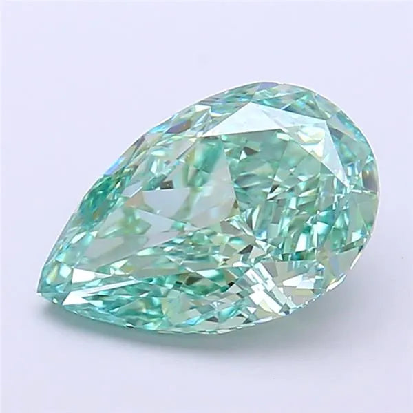 2.55ct Pear Lab Grown Diamond (Colour Fancy Vivid Green, Clarity VVS2, IGI Certified)