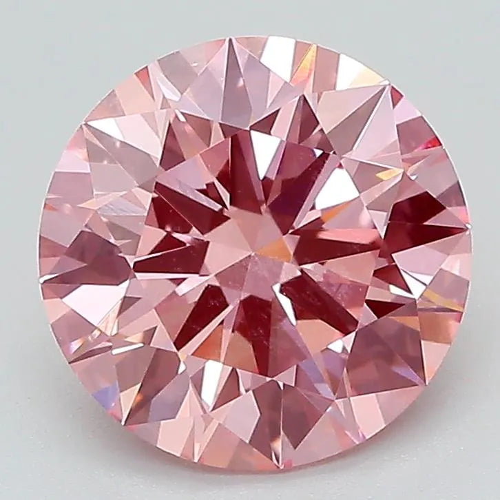 2.60ct Round Lab Grown Diamond (Colour Fancy Vivid Pink, Clarity VVS2, Cut ID, IGI Certified)