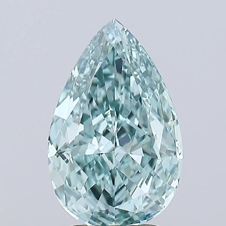 2.63ct Pear Lab Grown Diamond (Colour Fancy Vivid Blueish Green, Clarity VVS2, IGI Certified)