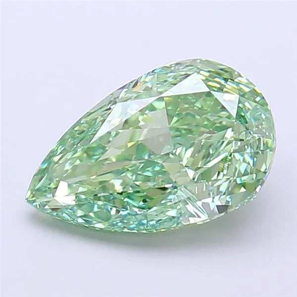 2.66ct Pear Lab Grown Diamond (Colour Fancy Vivid Green, Clarity VVS2, IGI Certified)