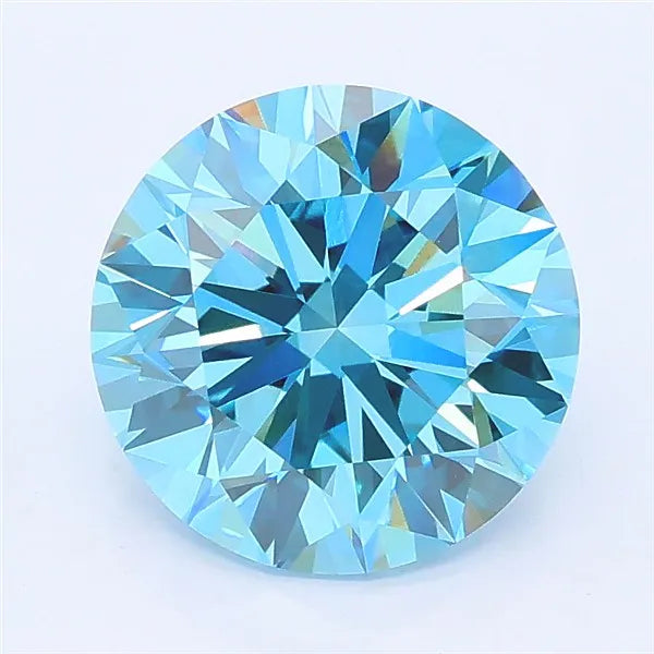2.87ct Round Lab Grown Diamond (Colour Fancy Vivid Blue, Clarity VVS2, Cut EX, IGI Certified)