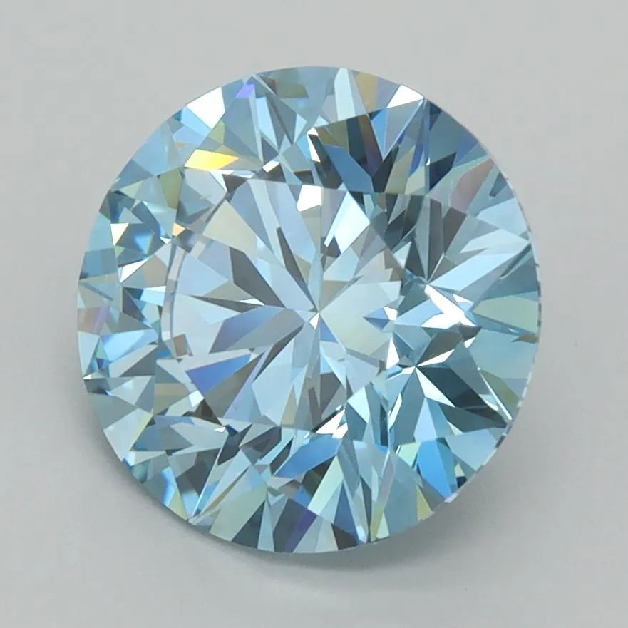2.92ct Round Lab Grown Diamond (Colour Fancy Vivid Blue, Clarity VVS1, Cut ID, IGI Certified)