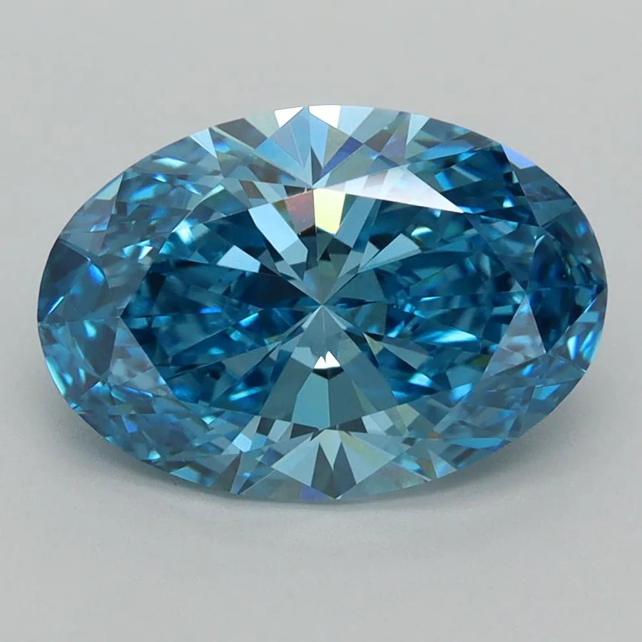 2.93ct Oval Lab Grown Diamond (Colour Fancy Vivid Blue, Clarity VVS2, IGI Certified)