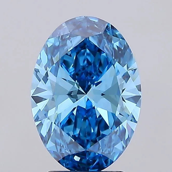 2.96ct Oval Lab Grown Diamond (Colour Fancy Vivid Blue, Clarity VVS2, IGI Certified)