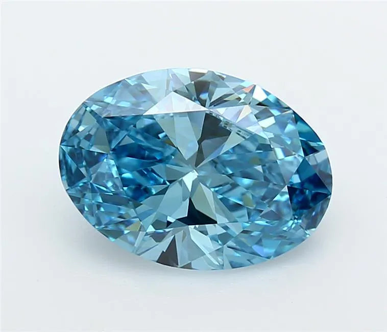 2.97ct Oval Lab Grown Diamond (Colour Fancy Vivid Blue, Clarity VVS1, IGI Certified)