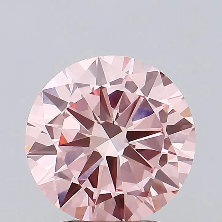2.97ct Round Lab Grown Diamond (Colour Fancy Vivid Pink, Clarity VVS2, Cut VG, IGI Certified)