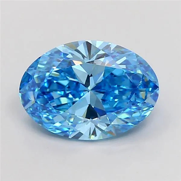 2.99ct Oval Lab Grown Diamond (Colour Fancy Vivid Blue, Clarity VVS2, IGI Certified)