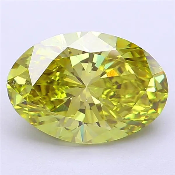 3.06ct Oval Lab Grown Diamond (Colour Fancy Vivid Green, Clarity VVS2, IGI Certified)