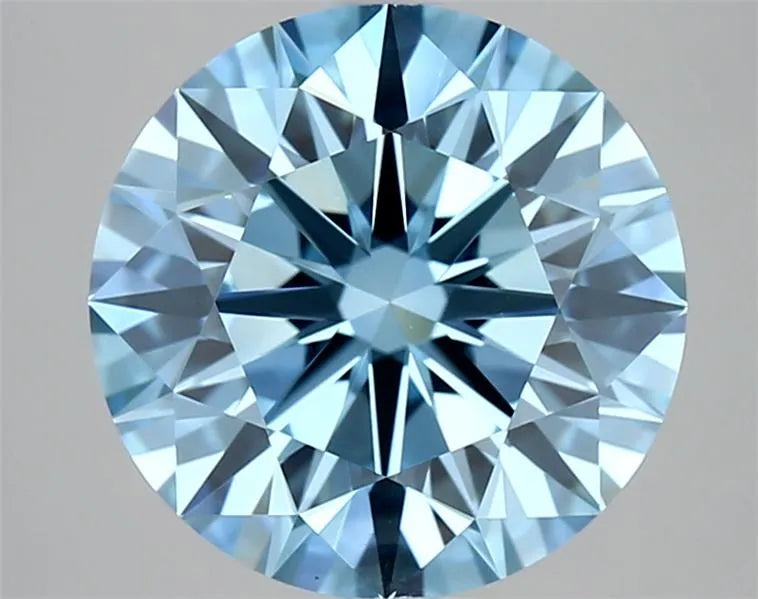3.06ct Round Lab Grown Diamond (Colour Fancy Vivid Blue, Clarity VS1, Cut ID, IGI Certified)