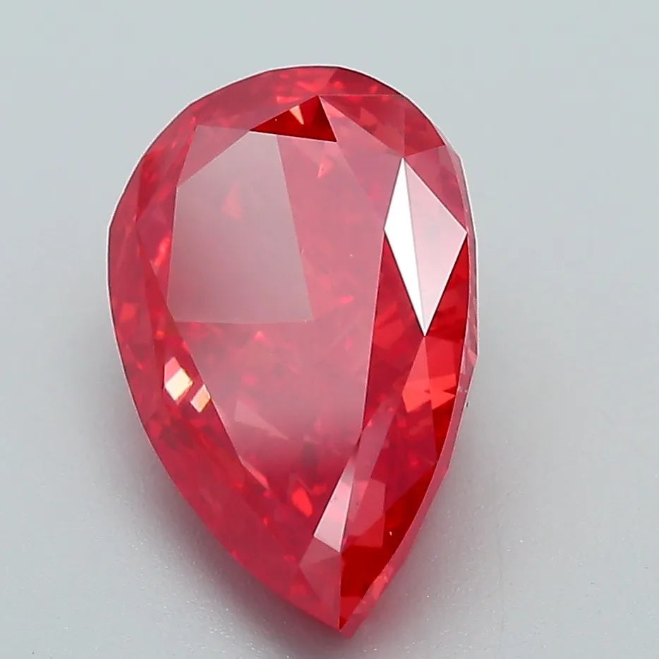3.60ct Pear Lab Grown Diamond (Colour Fancy Vivid Red, Clarity VS1, IGI Certified)