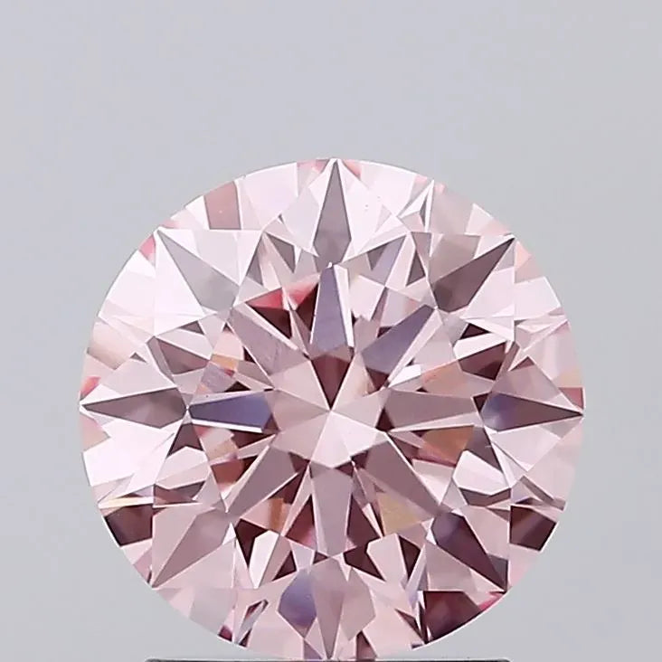 2.14ct Round Lab Grown Diamond (Colour Fancy Vivid Pink, Clarity VVS2, Cut ID, IGI Certified)