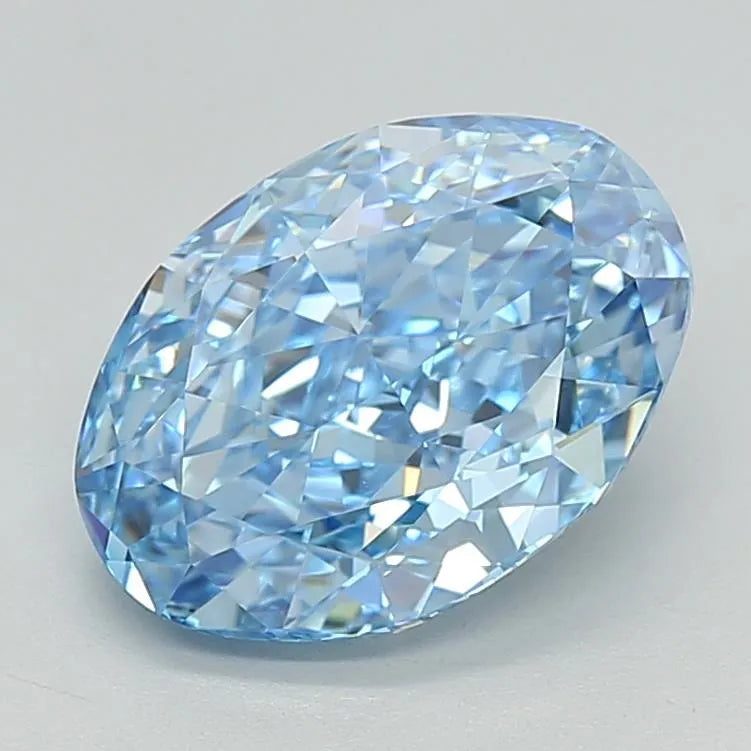 4.13ct Oval Lab Grown Diamond (Colour Fancy Vivid Blue, Clarity VVS1, IGI Certified)