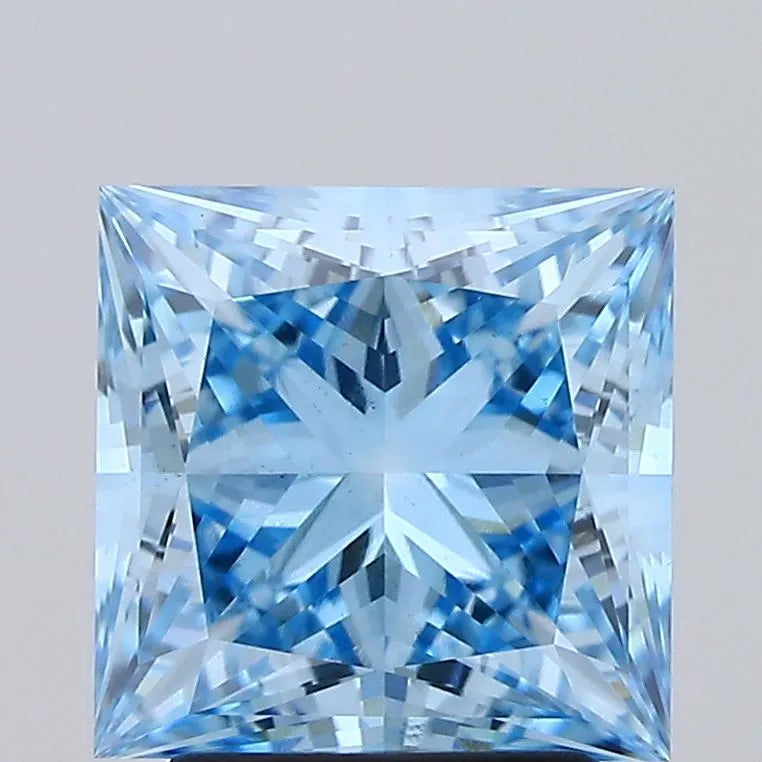 2.93ct Princess Lab Grown Diamond (Colour Fancy Vivid Blue, Clarity VS2, IGI Certified)