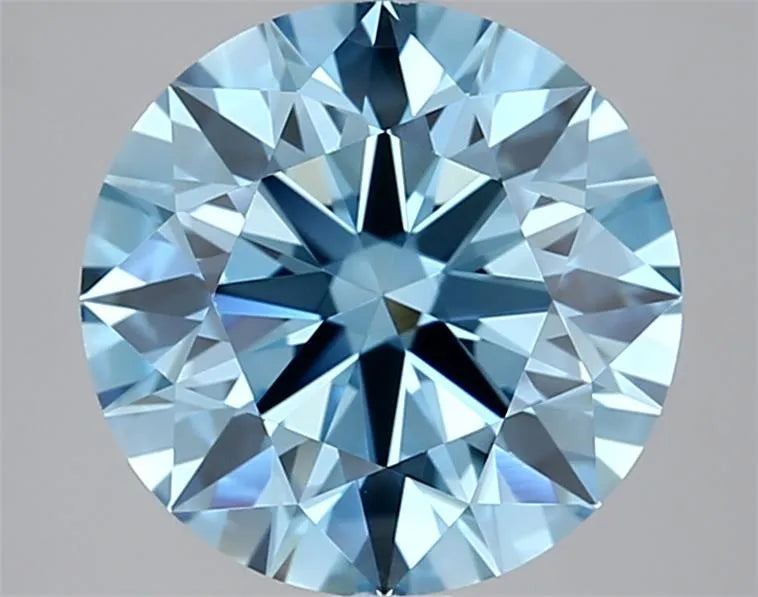 2.53ct Round Lab Grown Diamond (Colour Fancy Vivid Blue, Clarity VVS2, Cut ID, IGI Certified)
