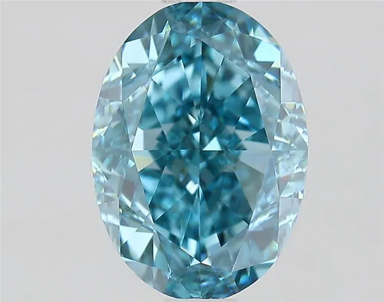 1.86ct Oval Lab Grown Diamond (Colour Fancy Vivid Green Blue, Clarity VS1, IGI Certified)