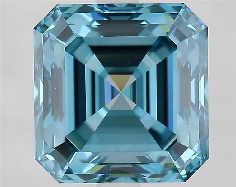 3.48ct Square emerald Lab Grown Diamond (Colour Fancy Vivid Blue, Clarity VVS2, IGI Certified)