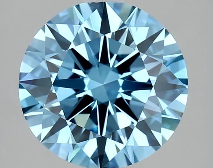 2.00ct Round Lab Grown Diamond (Colour Fancy Vivid Blue, Clarity VVS2, Cut ID, IGI Certified)