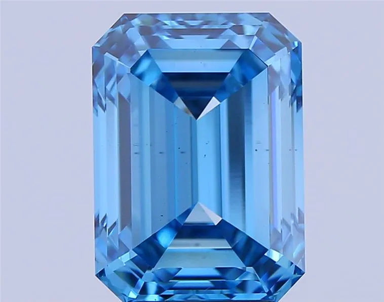 0.96ct Emerald Lab Grown Diamond (Colour Fancy Vivid Blue, Clarity VS1, IGI Certified)