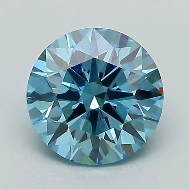1.08ct Round Lab Grown Diamond (Colour Fancy Vivid Blue, Clarity VVS2, Cut ID, IGI Certified)