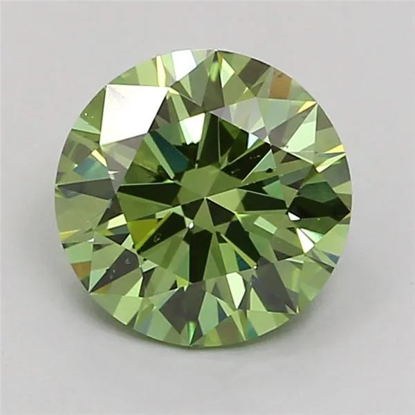 1.53ct Round Lab Grown Diamond (Colour Fancy Vivid Green, Clarity SI1, Cut ID, IGI Certified)