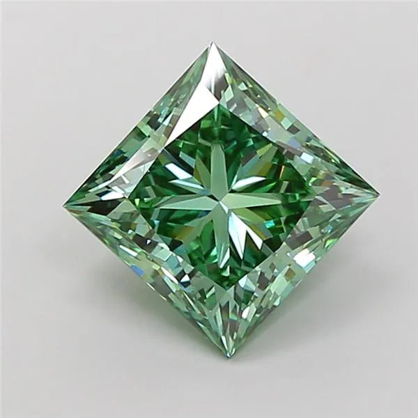3.59ct Princess Lab Grown Diamond (Colour Fancy Vivid Green, Clarity VS1, IGI Certified)
