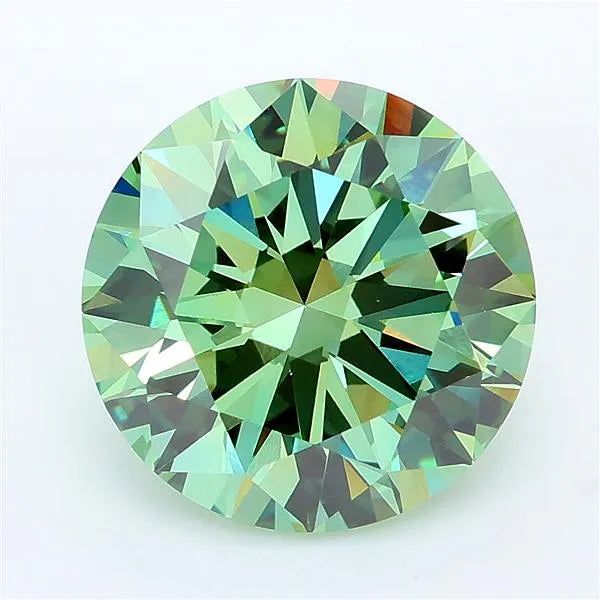 5.07ct Round Lab Grown Diamond (Colour Fancy Vivid Green, Clarity VVS2, Cut EX, IGI Certified)