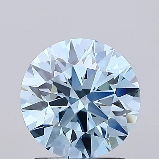 1.52ct Round Lab Grown Diamond (Colour Fancy Vivid Blue, Clarity VVS2, Cut ID, IGI Certified)