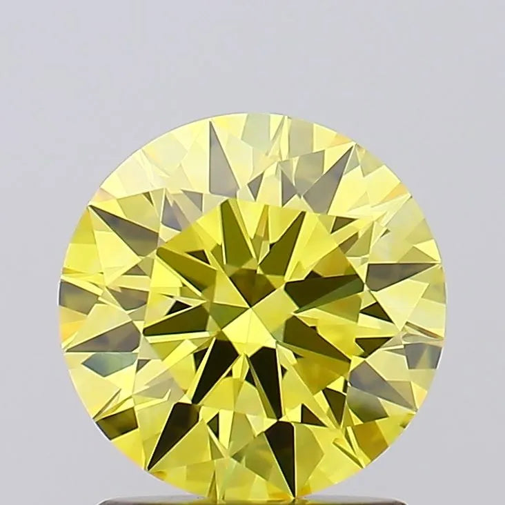 1.54ct Round Lab Grown Diamond (Colour Fancy Vivid Yellow, Clarity VVS1, Cut ID, IGI Certified)