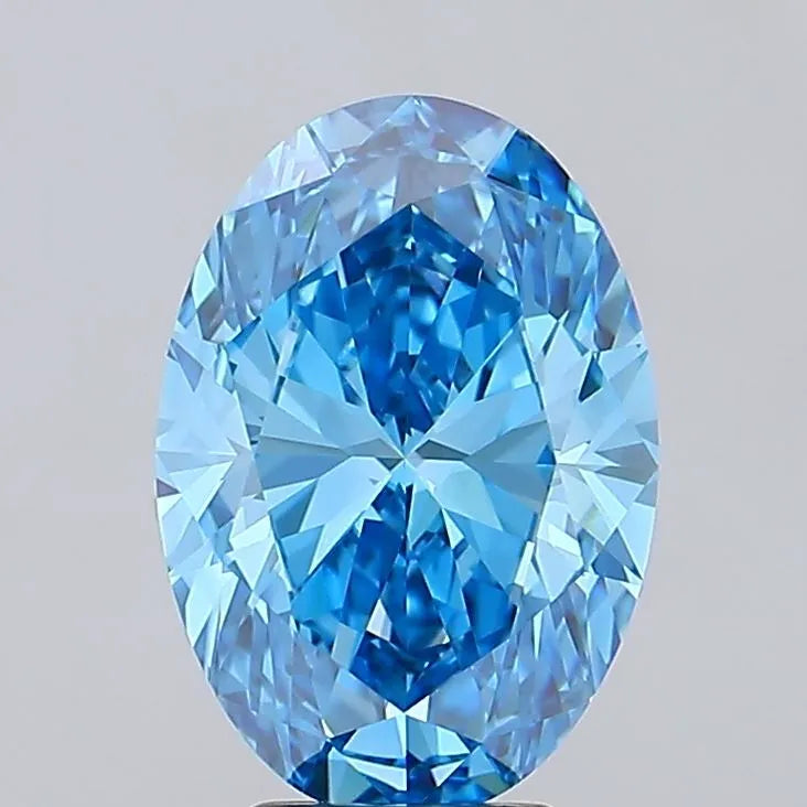 5.04ct Oval Lab Grown Diamond (Colour Fancy Vivid Blue, Clarity VVS2, IGI Certified)