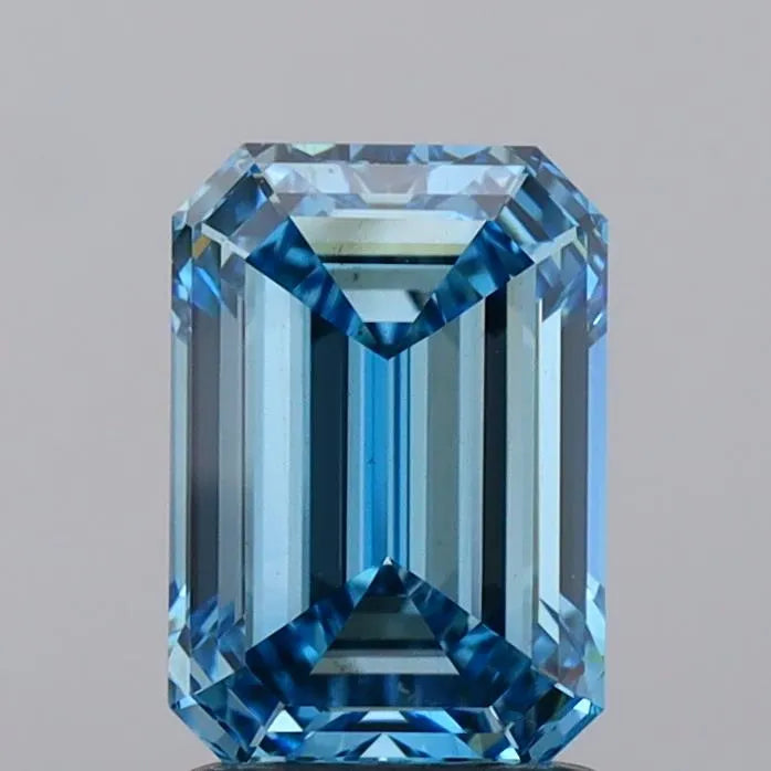 1.54ct Emerald Lab Grown Diamond (Colour Fancy Vivid Blue, Clarity VS1, IGI Certified)
