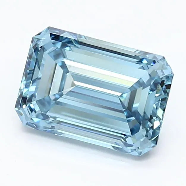 2.10ct Emerald Lab Grown Diamond (Colour Fancy Vivid Blue, Clarity VVS2, IGI Certified)