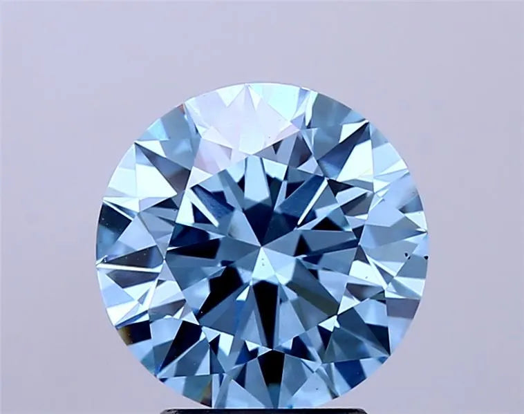 2.61ct Round Lab Grown Diamond (Colour Fancy Vivid Blue, Clarity VS2, Cut ID, IGI Certified)