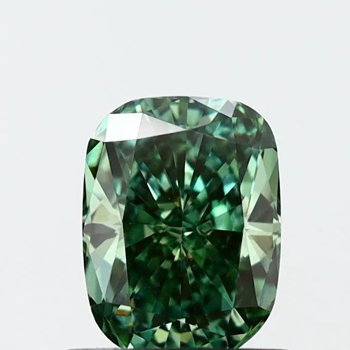 1.02ct Cushion brilliant Lab Grown Diamond (Colour Fancy Vivid Green, Clarity VS1, IGI Certified)
