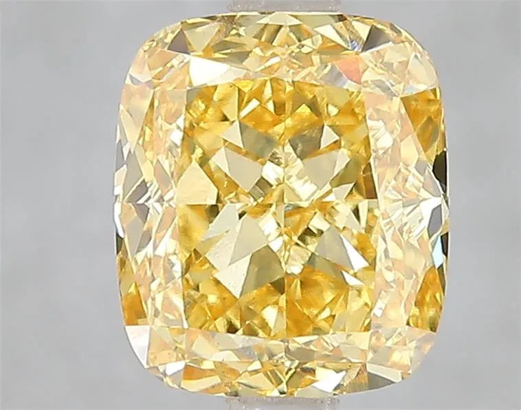 3.08ct Cushion modified Lab Grown Diamond (Colour Fancy Vivid Yellow, Clarity VS1, IGI Certified)