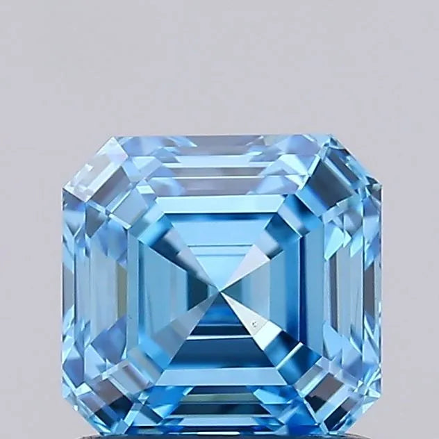 1.01ct Square emerald Lab Grown Diamond (Colour Fancy Vivid Blue, Clarity VS2, IGI Certified)