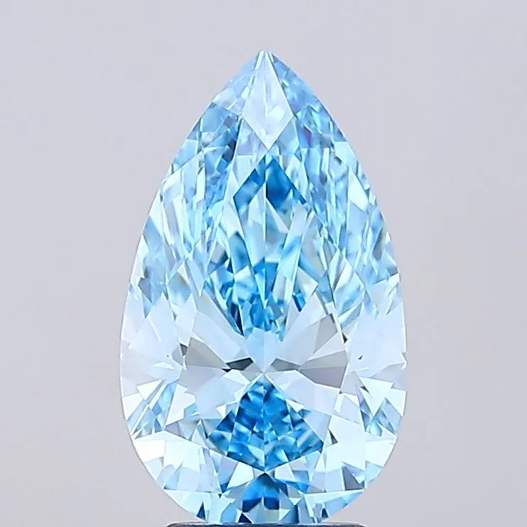 3.26ct Pear Lab Grown Diamond (Colour Fancy Vivid Blue, Clarity VVS1, IGI Certified)