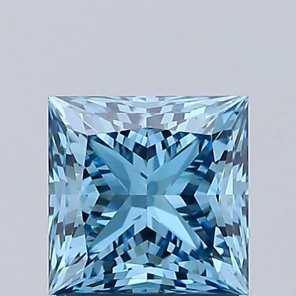 1.56ct Princess Lab Grown Diamond (Colour Fancy Vivid Blue, Clarity IF, IGI Certified)