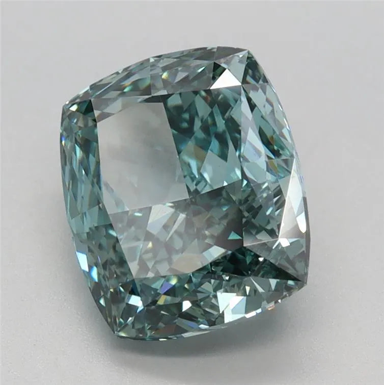 3.02ct Cushion modified Lab Grown Diamond (Colour Fancy Vivid Green Blue, Clarity VS1, IGI Certified)