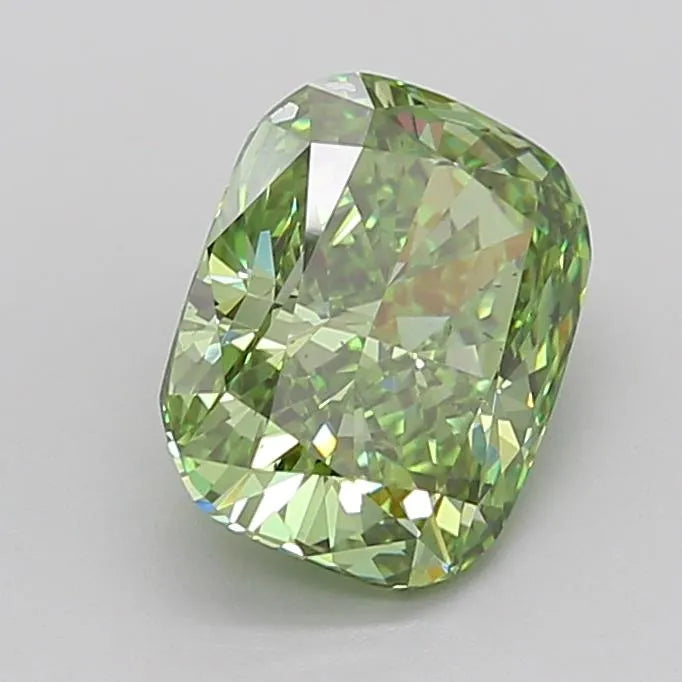 3.37ct Cushion modified Lab Grown Diamond (Colour Fancy Vivid Green, Clarity VS2, IGI Certified)