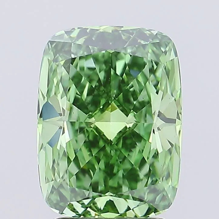 3.01ct Cushion modified Lab Grown Diamond (Colour Fancy Vivid Green, Clarity VS1, IGI Certified)