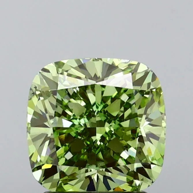 3.00ct Cushion brilliant Lab Grown Diamond (Colour Fancy Vivid Green, Clarity VS2, IGI Certified)