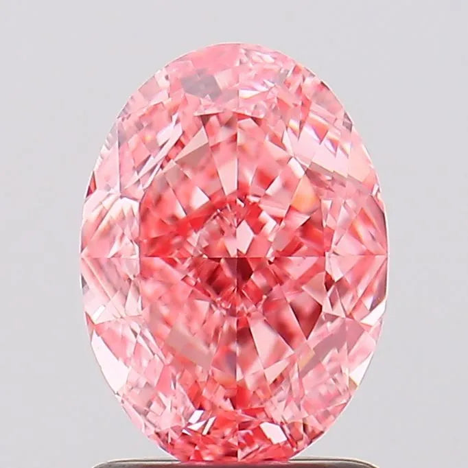 1.66ct Oval Lab Grown Diamond (Colour Fancy Vivid Pink, Clarity VVS2, IGI Certified)